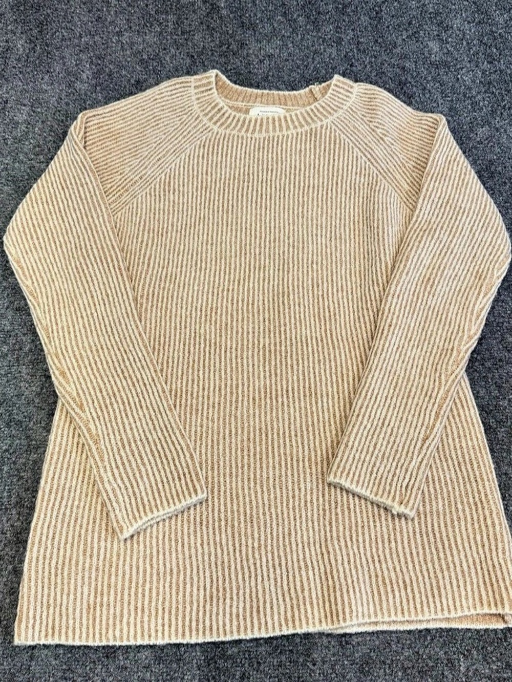 böhme Striped Crewneck Sweater in Cream & Brown Small